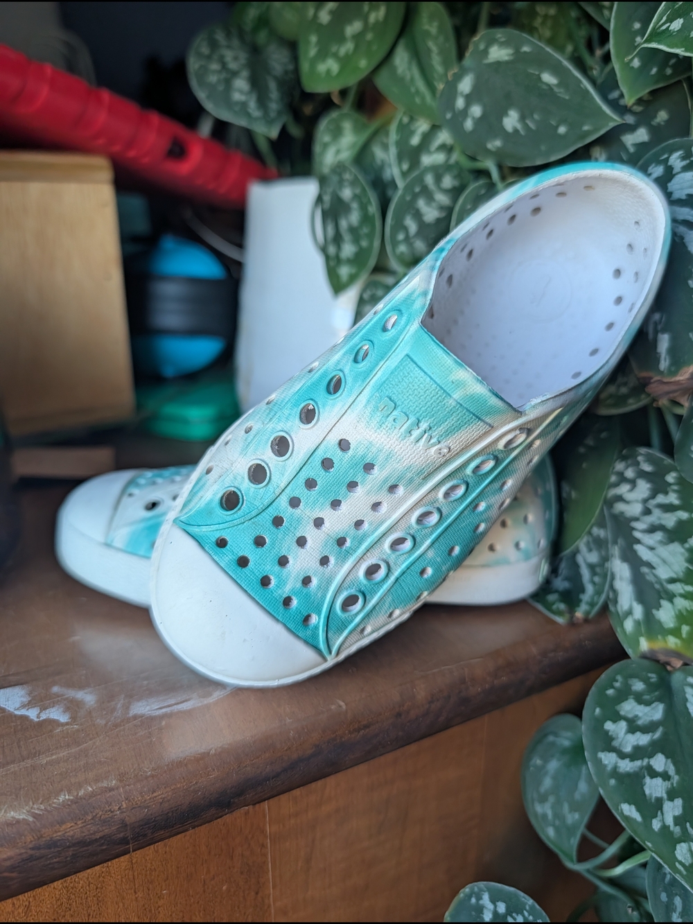 Native Shoes Kids Slip-On Sneakers in Teal and White